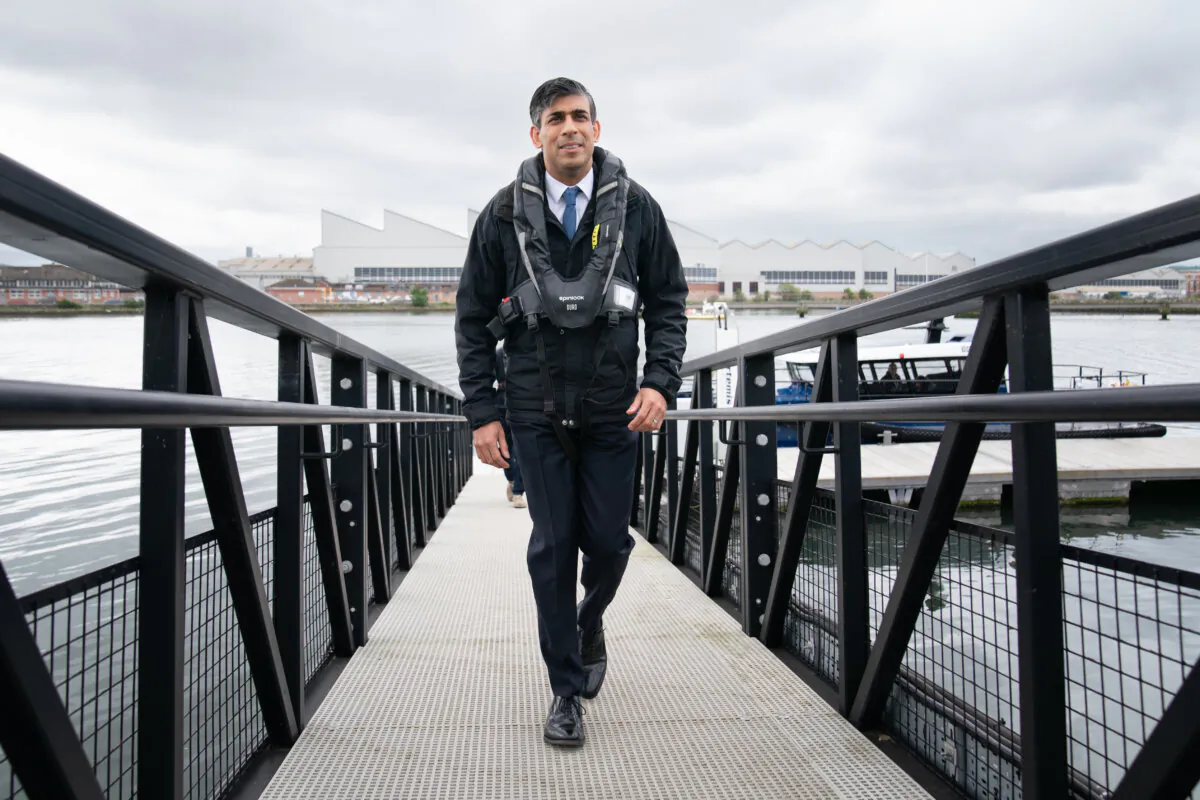 Prime Minister Rishi Sunak during his visit to the maritime technology centre at Artemis Technology in Belfast, Northern Ireland, on May 24, 2024. (Stefan Rousseau/PA Wire)