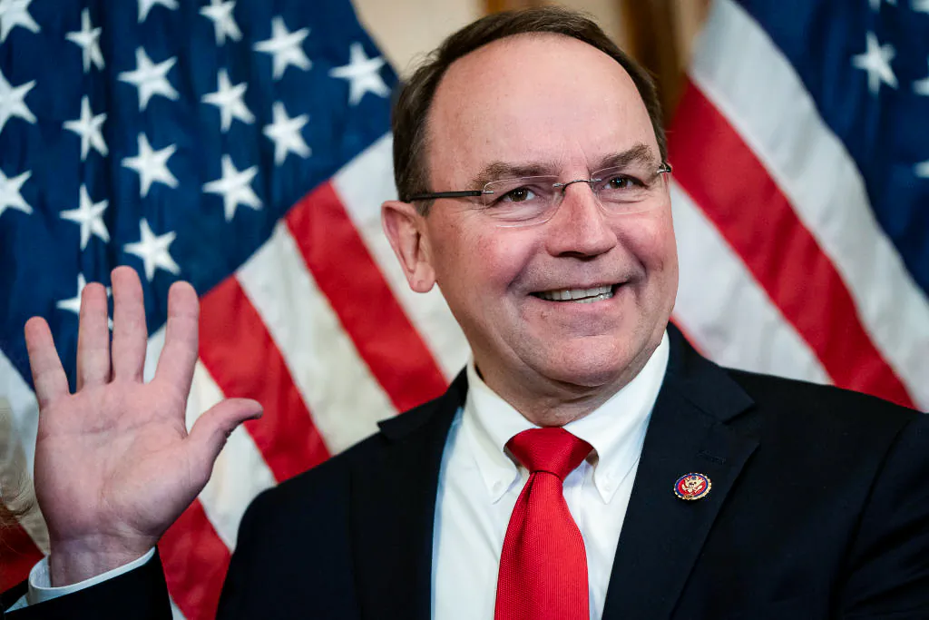 Rep. Tom Tiffany (R-Wis.) participates in a ceremonial swearing-in at the U.S. Capitol in Washington on May 19, 2020. (Drew Angerer/Getty Images)