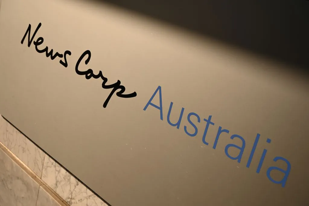 A photo of the outside of the headquarters of News Corp Australia in Sydney on May 28, 2020. (Peter Parks/AFP via Getty Images)