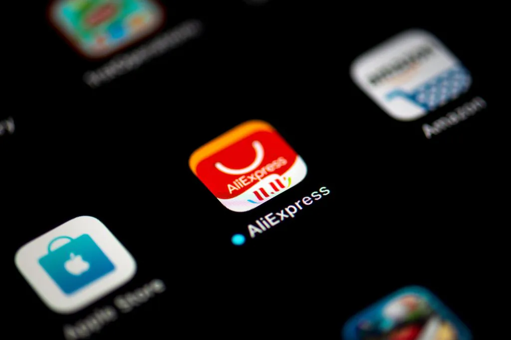 The logo of the smartphone app of Chinese online retail service Aliexpress displayed on a tablet screen. (Lionel Bonaventure/AFP via Getty Images)