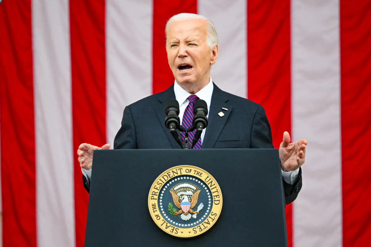 President Joe Biden speaks at the 156th National Memorial Day observance at Arlington National Cemetery in Arlington, Va., on May 27, 2024. (Mandel Ngan/AFP via Getty Images)