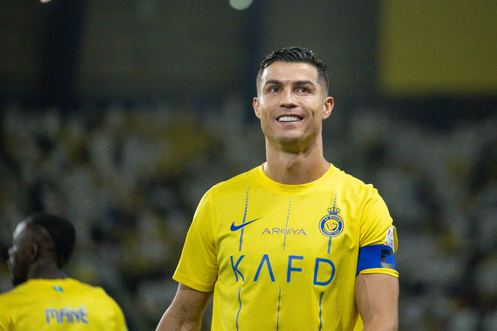 Cristiano Ronaldo of Al Nassr looks on during the Saudi Pro League match between Al-Nassr and Al-Hilal at Al Awwal Park in Riyadh, Saudi Arabia, on May 17, 2024. (Yasser Bakhsh/Getty Images)