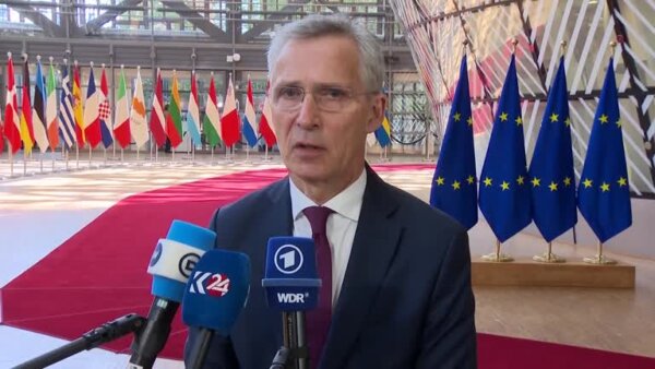 NATO Secretary General Jens Stoltenberg ahead of the meeting of the Foreign Affairs Council of the European Union in Defense Ministers’ format, on May 28, 2024 in Brussels, Belgium. (Reuters)