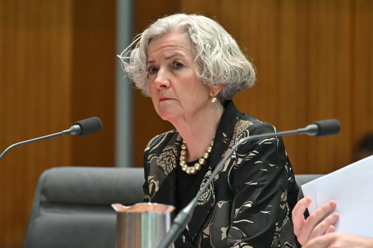 Department of Home Affairs Secretary Stephanie Foster during Senate Estimates at Parliament House in Canberra, Australia, on May 28, 2024. (AAP Image/Mick Tsikas)