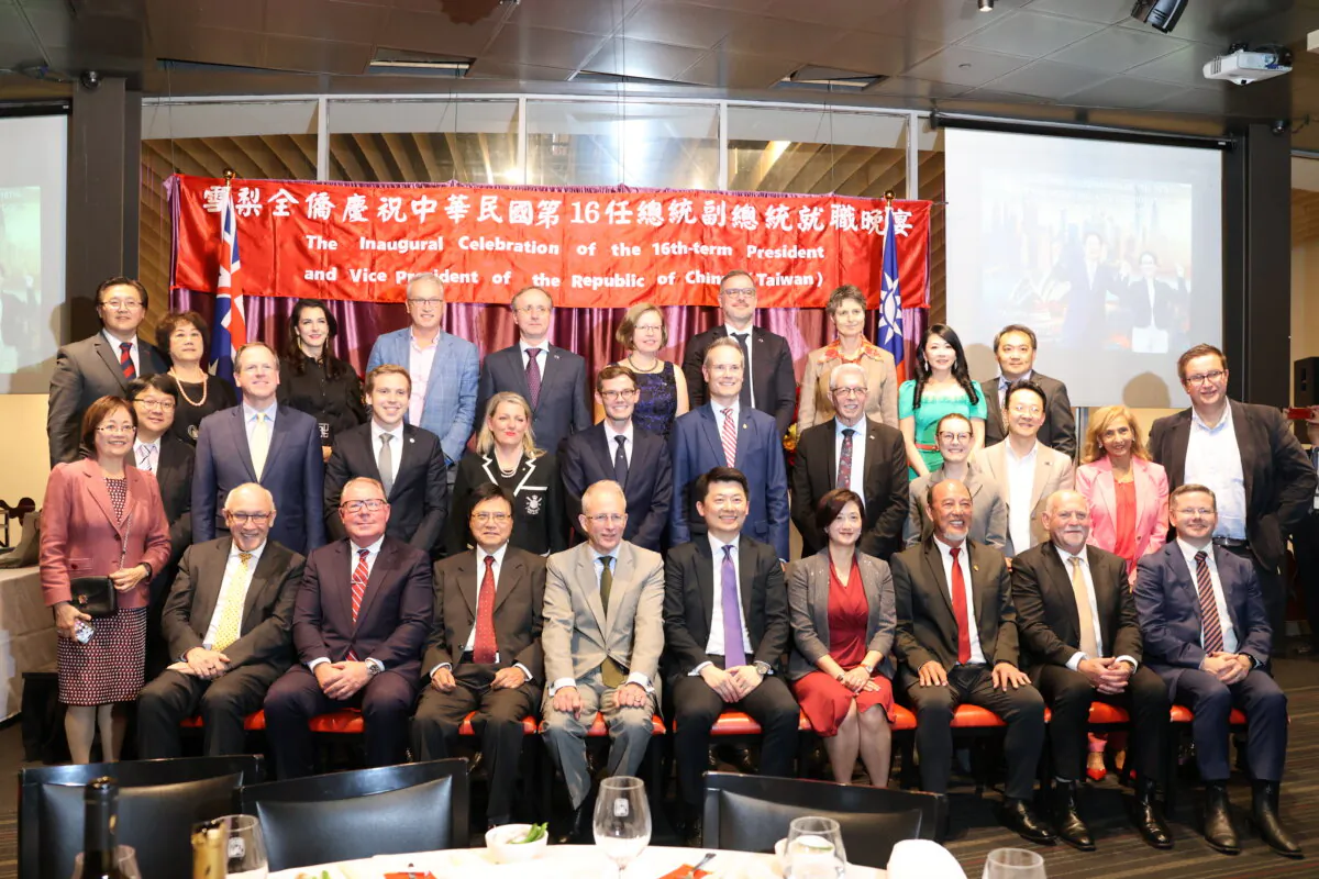 Eleven local Australian MPs attending a function to commemorate the inauguration of the new Taiwan President Lai Ching-Te in Sydney, Australia on May 20, 2024. (Rachel Qu/The Epoch Times)