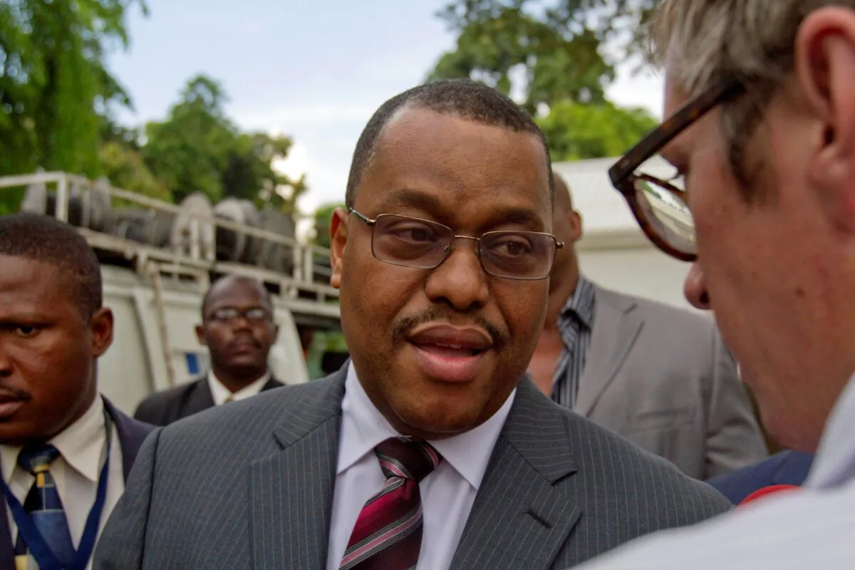 Haiti's then Prime Minister Garry Conille speaks with journalists after a press conference in Port-au-Prince, Haiti, on Oct. 6, 2011. (Dieu Nalio Chery/AP Photo)