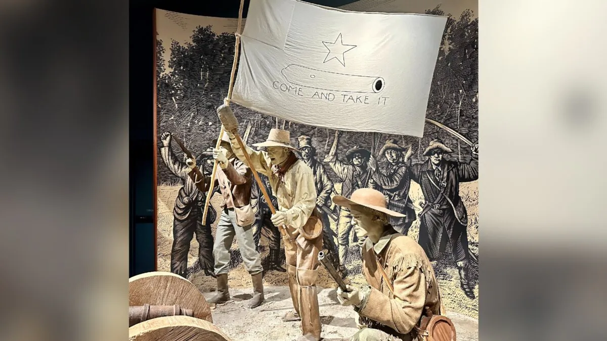 The Battle of Gonzales scene at the The Bullock Texas State History Museum in Austin, Texas, on Jan. 24, 2023. (Darlene McCormick Sanchez/The Epoch Times)