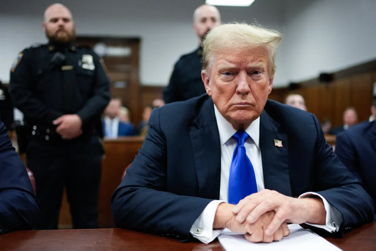 Former President and Republican presidential candidate Donald Trump attends his criminal trial at Manhattan Criminal Court in New York City, on May 30, 2024. (Seth Wenig/POOL/AFP via Getty Images)