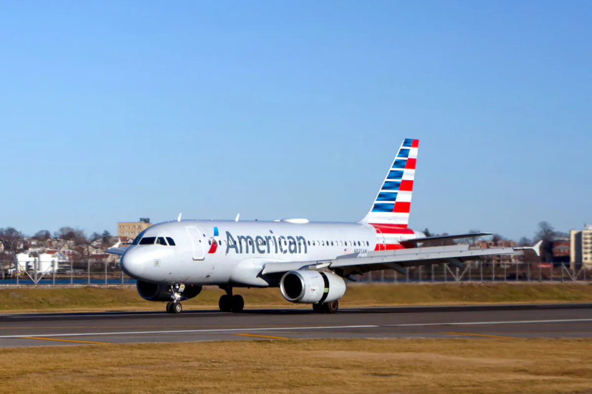 An American Airlines jet photographed at LaGuardia Airport in New York City on Feb. 4, 2024. (Bruce Bennett/Getty Images)