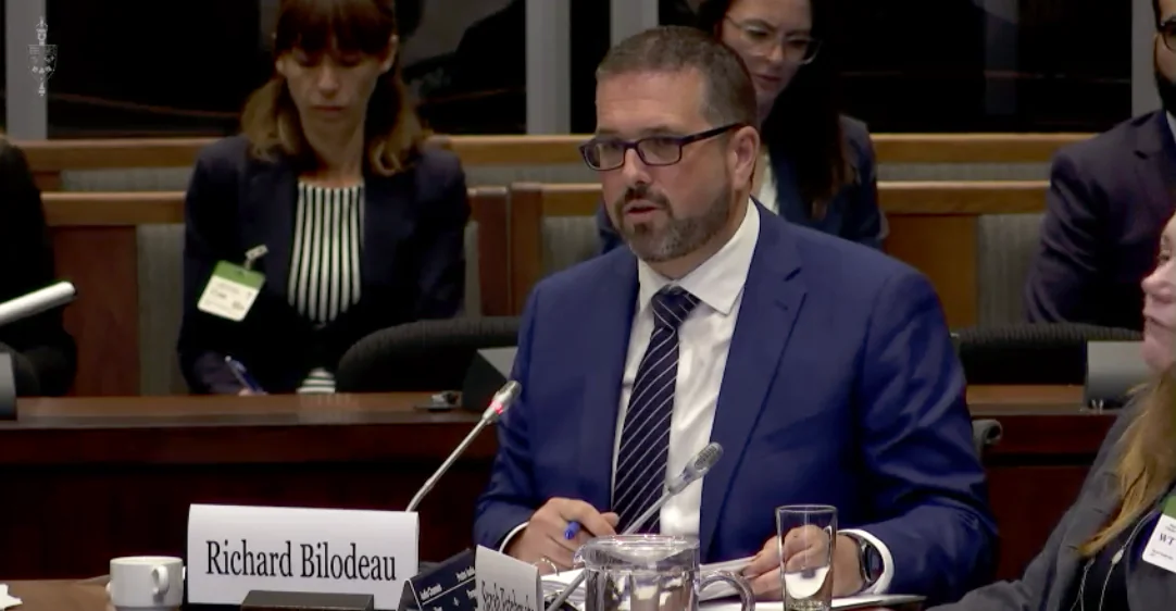 Public Safety official Richard Bilodeau testifies at the House of Commons public safety committee on May 30, 2023. (Screenshot via The Epoch Times/House of Commons)
