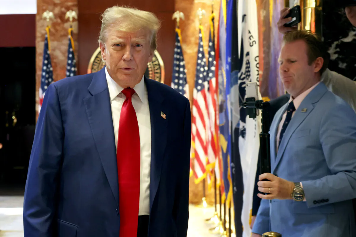 Former President Donald Trump enters a news conference at Trump Tower following the verdict in his criminal trial at Trump Tower in New York City on May 31, 2024. (Spencer Platt/Getty Images)