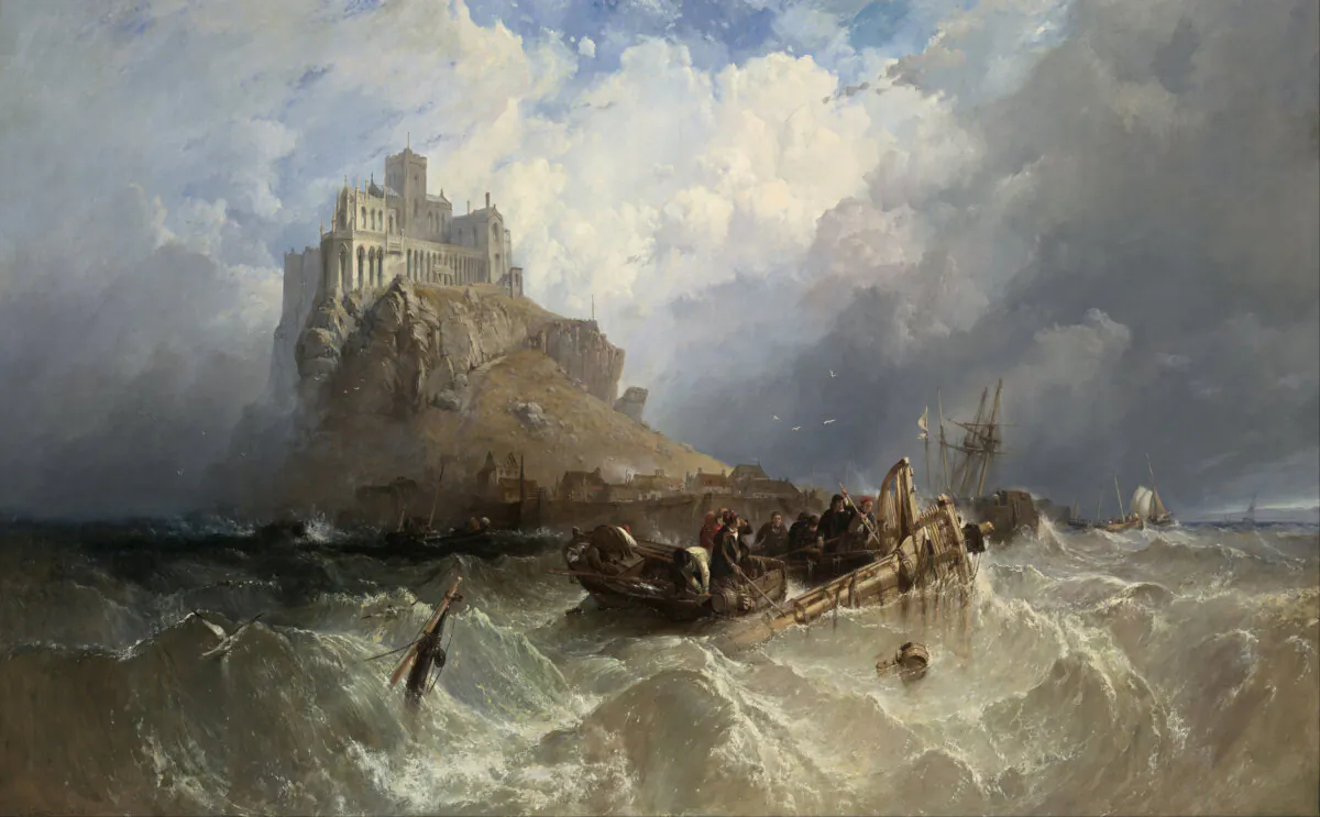 Stanfield's seascapes caught the attention of British Monarch King William IV. "Mount St Michael, Cornwall," 1830, by Clarkson Frederick Stanfield. Oil on canvas. National Gallery of Victoria. (Public Domain)
