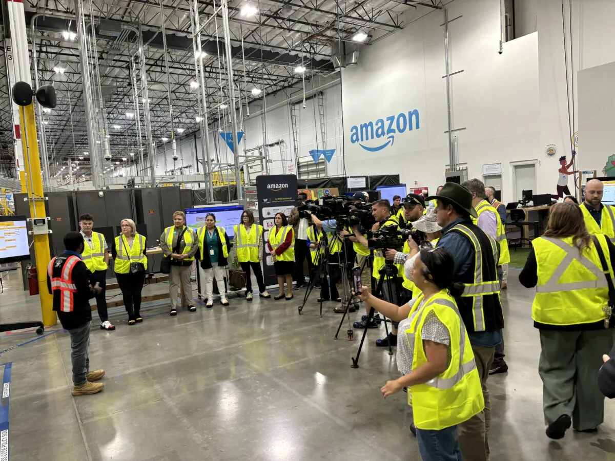 Workers at the Amazon pharmacy fulfillment center in Corona, Calif., on May 29, 2024. (Amazon)