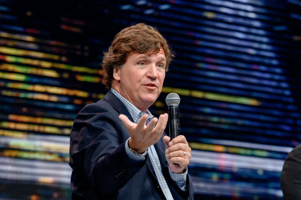 Tucker Carlson speaks during the 10X Growth Conference 2024 at The Diplomat Beach Resort in Hollywood, Florida on April 2, 2024. (Ivan Apfel/Getty Images)