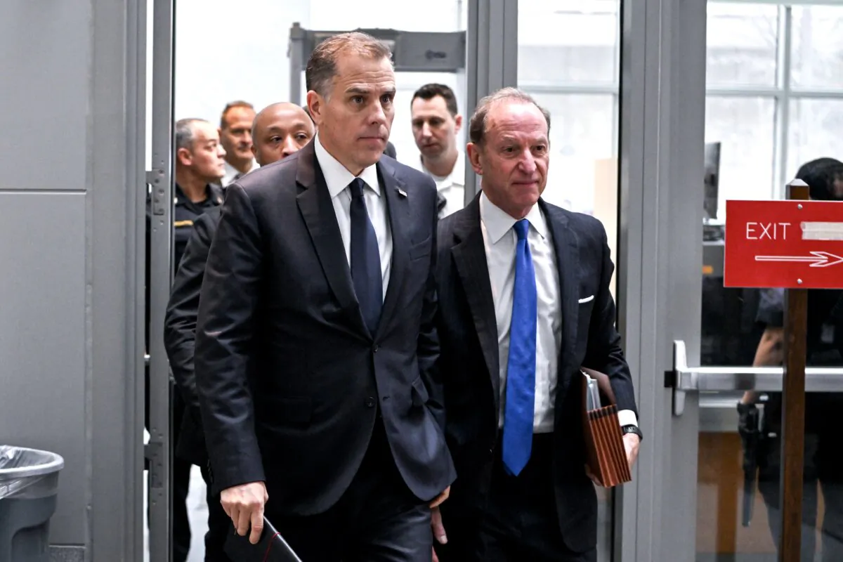 Hunter Biden (L), son of President Joe Biden, and attorney Abbe Lowell arrive for a closed-door deposition with the House Oversight and Judiciary committees on Capitol Hill in Washington on Feb. 28, 2024. (Roberto Schmidt/AFP via Getty Images)