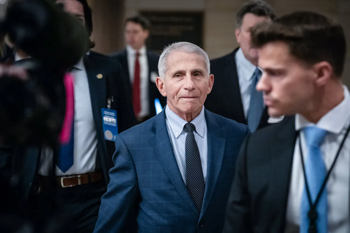 Dr. Anthony Fauci, former director of the National Institute of Allergy and Infectious Diseases (NIAID), arrives for a closed-door interview with the House Select Subcommittee on the Coronavirus Pandemic at the U.S. Capitol in Washington on Jan. 8, 2024. (Drew Angerer/Getty Images)