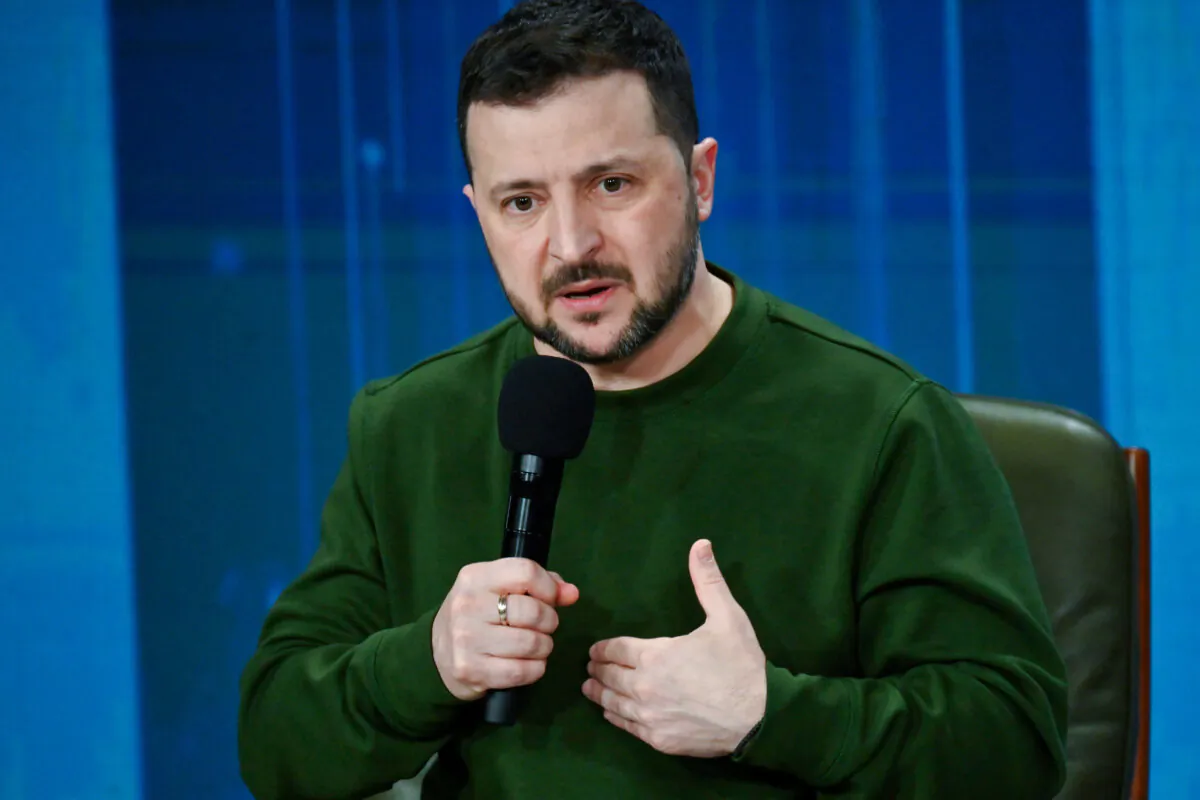 Ukraine's President Volodymyr Zelenskyy attends a press conference in Kyiv, Ukraine, on Feb. 25, 2024. (Sergei Supinsky/AFP via Getty Images