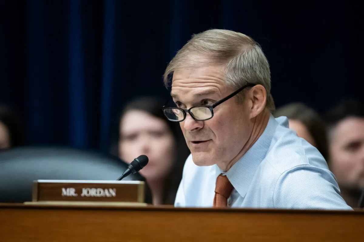 Rep. Jim Jordan (R-Ohio) questions Dr. Anthony Fauci, former director of the National Institute of Allergy and Infectious Diseases, during a hearing of the House Select Committee on the Coronavirus in Washington on June 3, 2024. (Allison Bailey/Middle East Images/AFP via Getty Images)