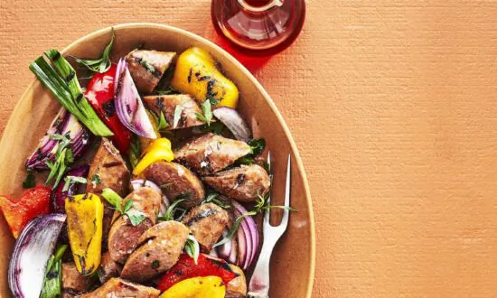 Herb Vinaigrette Jazzes up Grilled Sausage, Peppers, and Onions