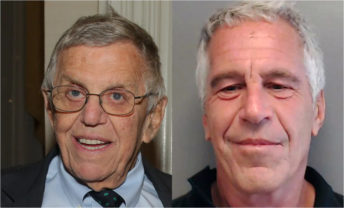 File images show Henry Jarecki, left, and Jeffrey Epstein. (Jemal Countess/Getty Images for IRC; Florida Department of Law Enforcement via Getty Images)