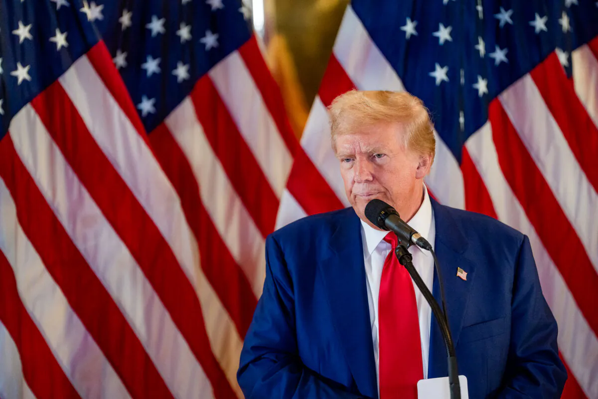 Former President and Republican presidential candidate Donald Trump speaks during a press conference at Trump Tower in New York on May 31, 2024. (David Dee Delgado/Getty Images)