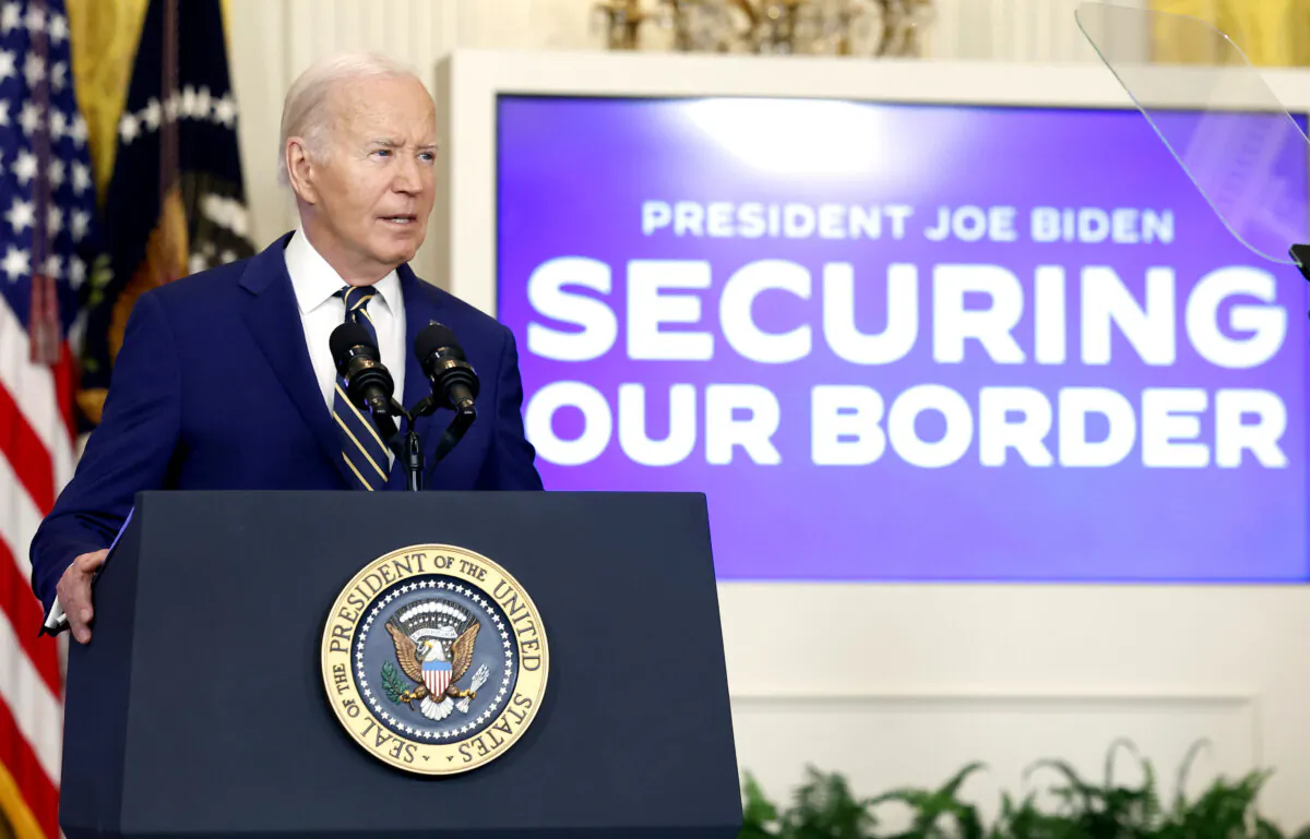 President Joe Biden delivers remarks on a proclamation limiting asylum in the East Room of the White House on June 4, 2024. (Kevin Dietsch/Getty Images)