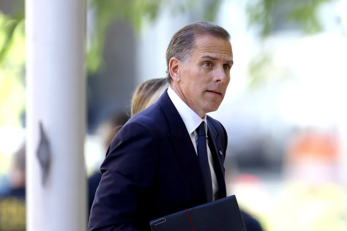 Hunter Biden, son of President Joe Biden, arrives with his wife Melissa Cohen Biden, to the J. Caleb Boggs Federal Building in Wilmington, Del., on June 4, 2024. (Anna Moneymaker/Getty Images)