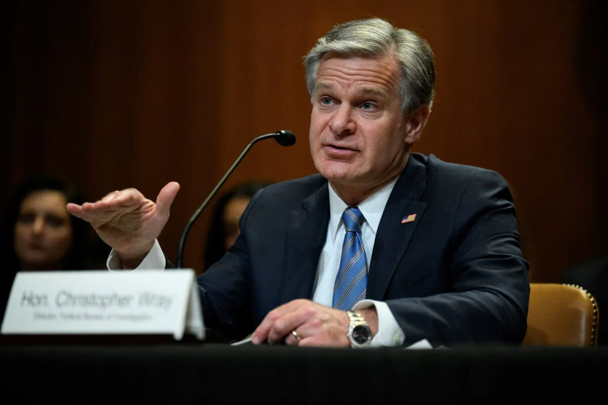 FBI Director Christopher Wray testifies on Capitol Hill in Washington, on June 4, 2024. (Drew Angerer/AFP via Getty Images)
