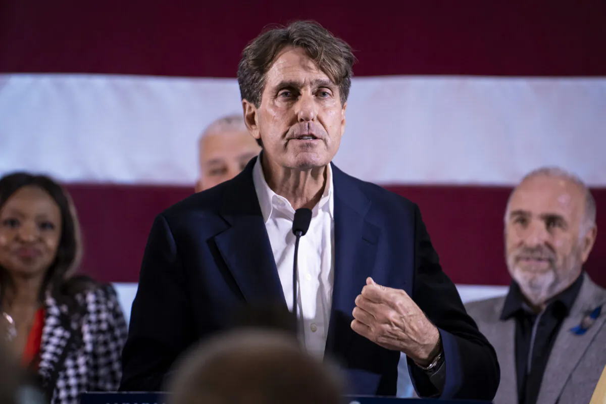 Congressional candidate Curtis Bashaw speaks at his watch party after winning the primary election in Cape May, N.J., on June 4, 2024. (Madalina Vasiliu/The Epoch Times)