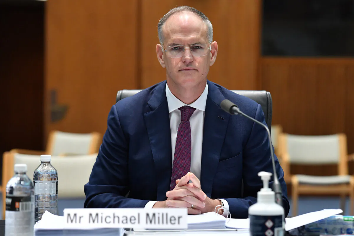 News Corp Australia Executive Chairman Michael Miller during a public hearing at Parliament House in Canberra, Australia, on Feb. 19, 2021. (Sam Mooy/Getty Images)