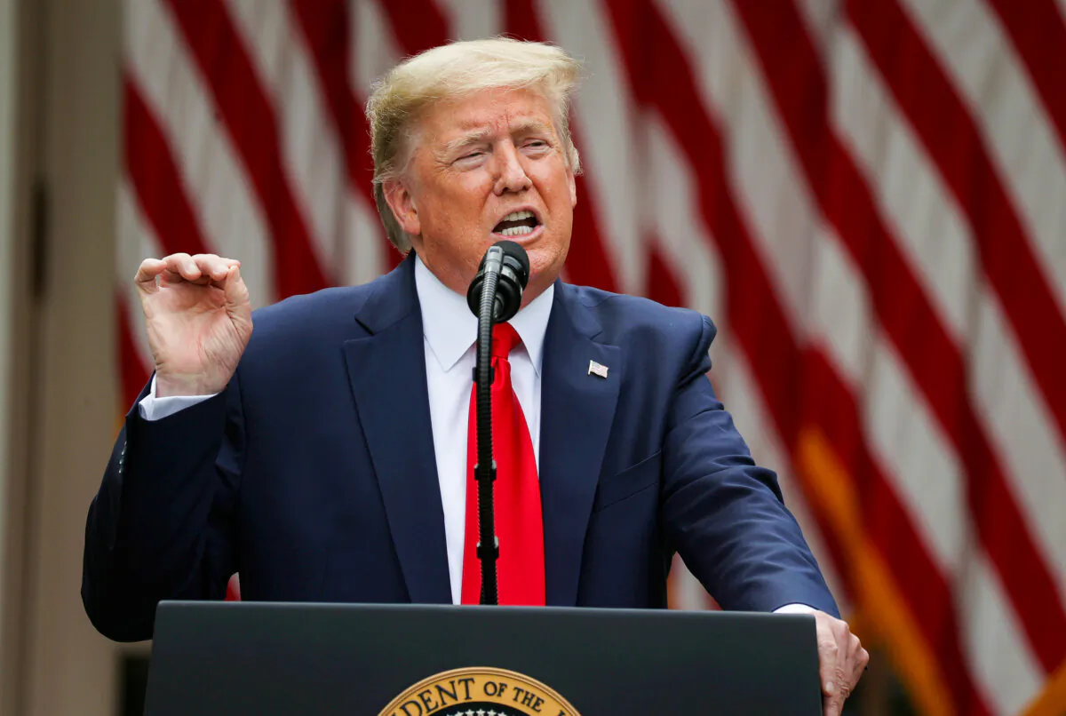 President Donald Trump makes an announcement about U.S. trade relations with China and Hong Kong in the Rose Garden of the White House in Washington on May 29, 2020. (Jonathan Ernst/Reuters)