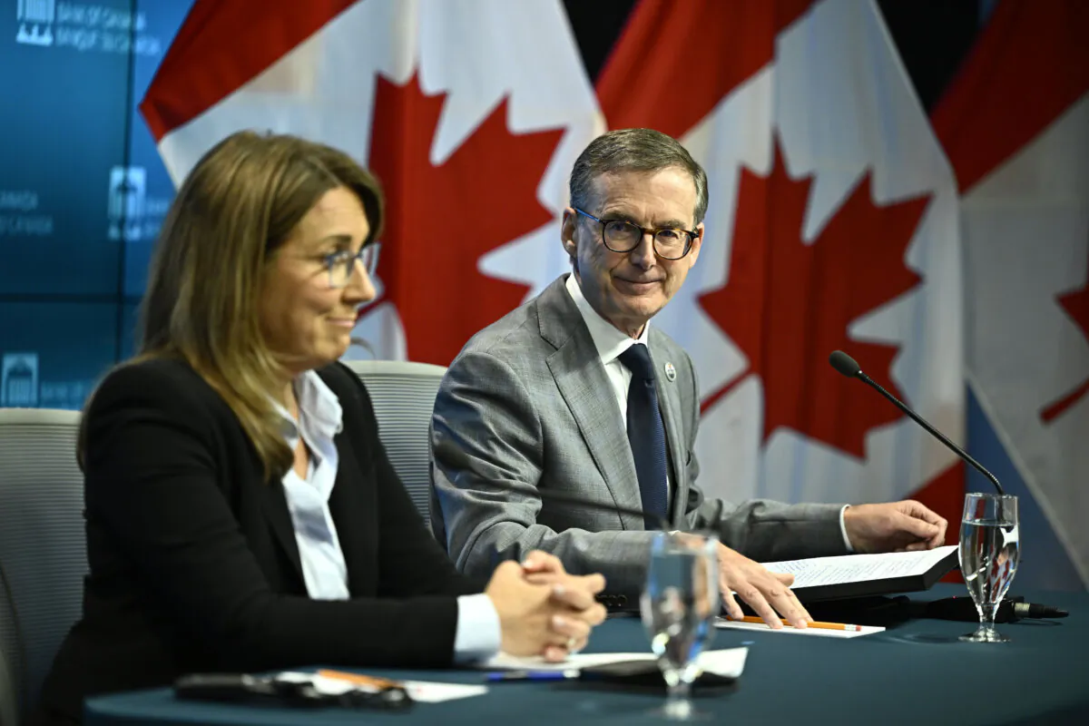Governor of the Bank of Canada Tiff Macklem and Senior Deputy Governor Carolyn Rogers participate in a news conference on the Bank of Canada's rate announcement, in Ottawa on June 5, 2024. (The Canadian Press/Justin Tang)