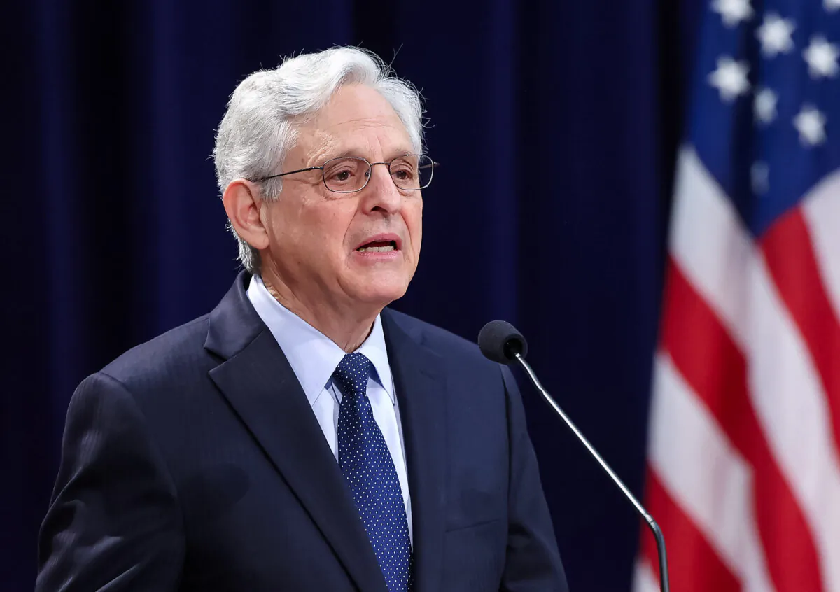 Attorney General Merrick Garland delivers remarks at an event honoring the anniversary of the Brown v. Board of Education Supreme Court decision, at the Justice Department in Washington on May 14, 2024. (Kevin Dietsch/Getty Images)