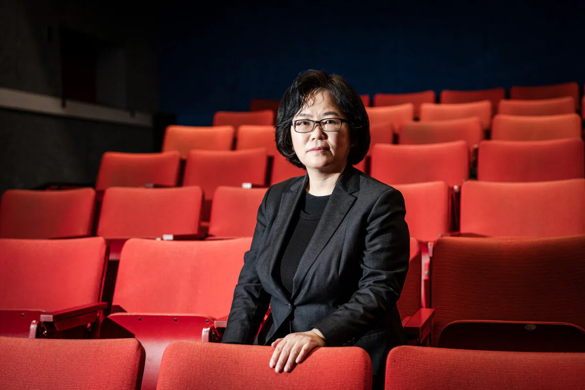 Cindy Song, producer and writer of the award-winning documentary "State Organs," after a screening at Harvard University in Boston on March 7, 2024. (Samira Bouaou/The Epoch Times)