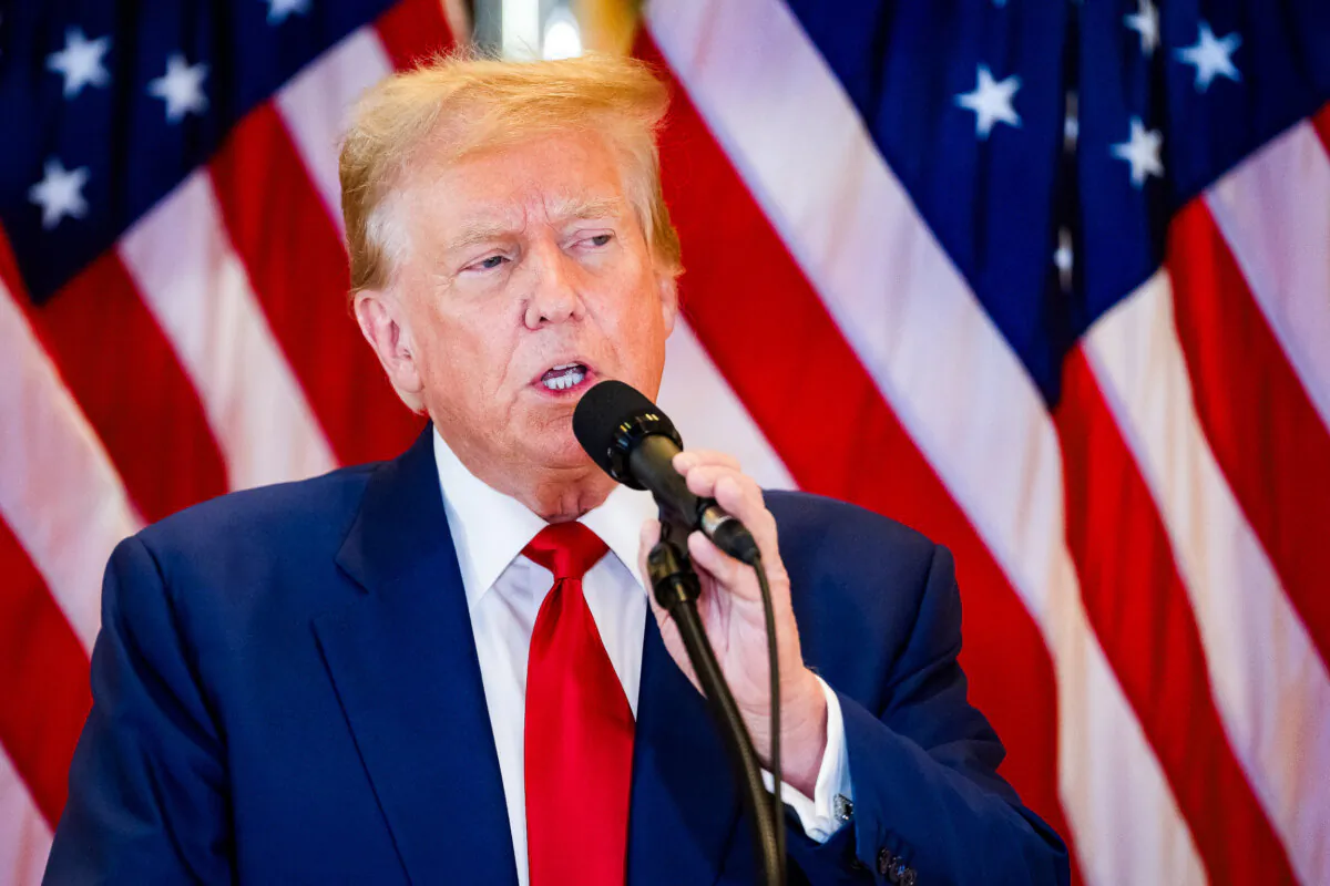 Former President and Republican presidential candidate Donald Trump speaks during a press conference at Trump Tower in New York City on May 31, 2024. (David Dee Delgado/Getty Images)
