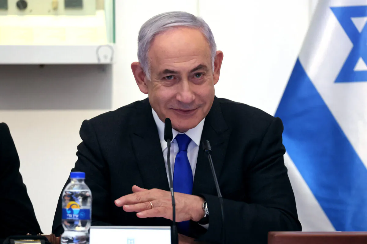 Israeli Prime Minister Benjamin Netanyahu attends a cabinet meeting at the Bible Lands Museum in Jerusalem on June 5, 2024. (GIL Cohen-Magen/Pool/AFP via Getty Images)