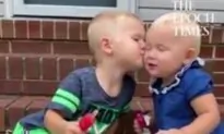 Toddler Siblings Share Popsicle