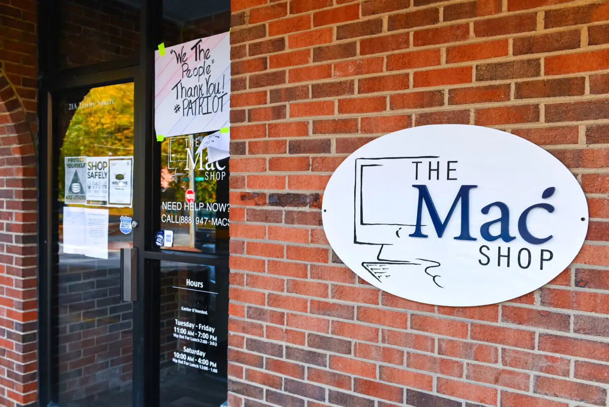 An exterior view of The Mac Shop, where Hunter Biden allegedly brought his laptop for repair but never picked it up, in Wilmington, Del., on Oct. 21, 2020. (Angela Weiss/AFP via Getty Images)