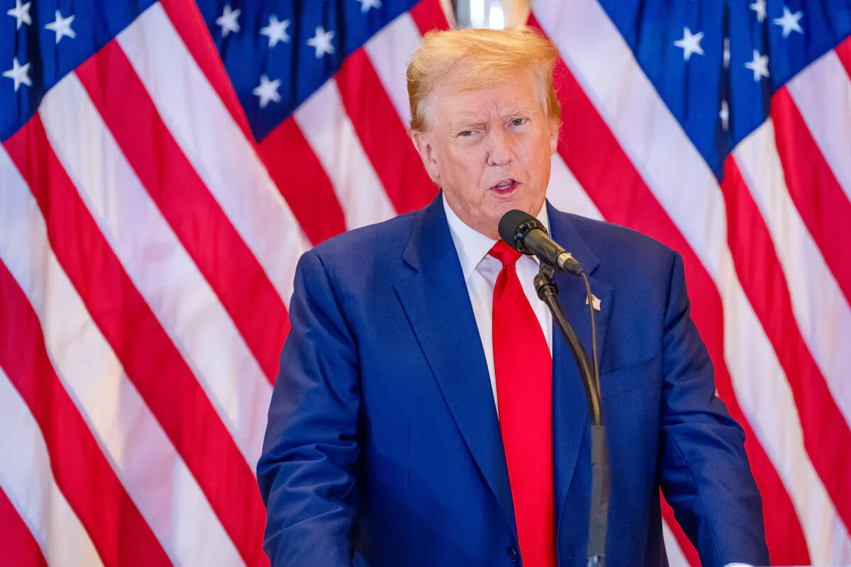 Former President and Republican Presidential candidate Donald Trump speaks during a press conference at Trump Tower in New York on May 31, 2024. (David Dee Delgado/Getty Images)