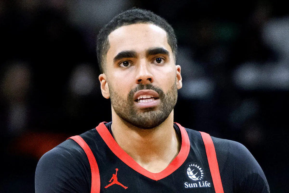 Toronto Raptors forward Jontay Porter during the first half of the team's NBA game against the Chicago Bulls in Toronto on Jan. 18, 2024. (Christopher Katsarov/The Canadian Press via AP)