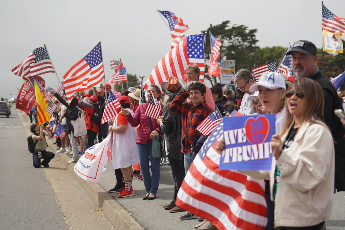 Supporters greet former President Donald Trump in San Francisco on June 6, 2024. (Hector Omar/Aldana Film Crew)