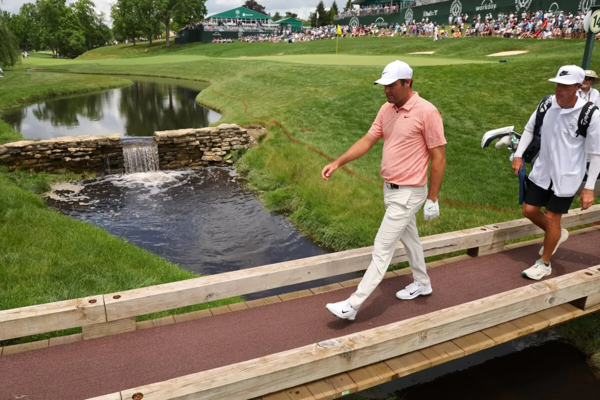 Scottie Scheffler of the United States walks to the 15th hole during the first round of the Memorial Tournament presented by Workday in Dublin, Ohio, on June 6, 2024. (Michael Reaves/Getty Images)
