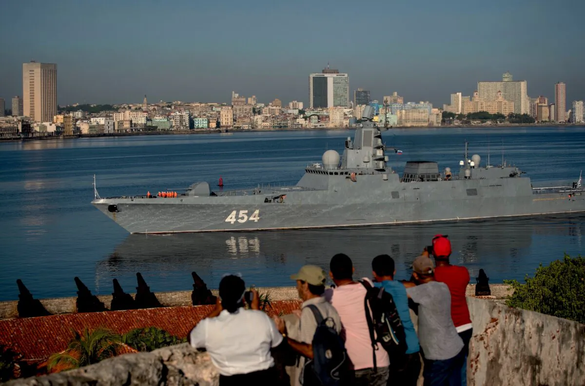 Russian Navy Admiral Gorshkov frigate arrives at the port of Havana, Cuba, on June 24, 2019. (Ramon Espinosa/AP Photo)