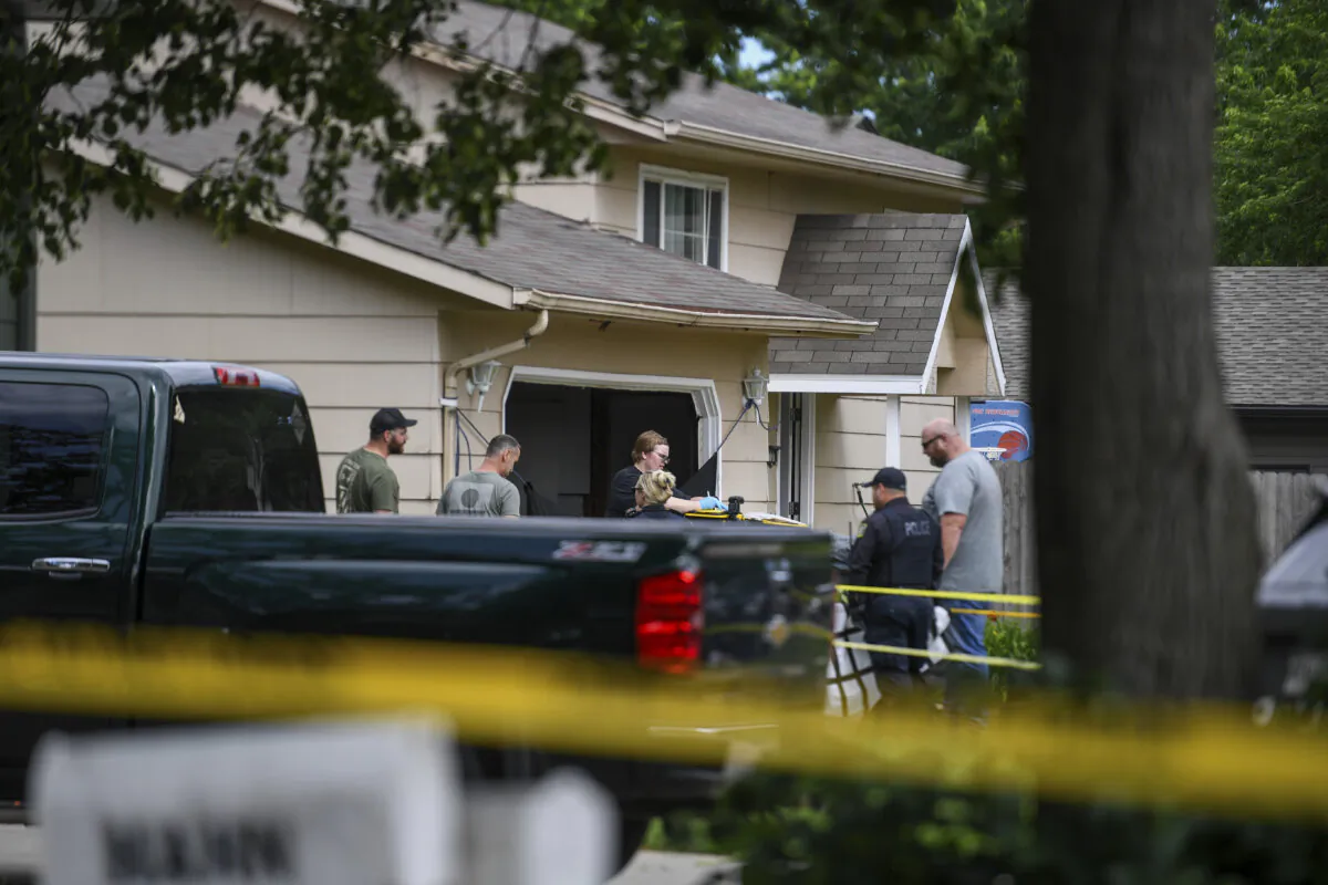 Sioux Falls police investigate after a deadly shooting in Sioux Falls, S.D., on June 8, 2024. (Samantha Laurey/The Argus Leader via AP)