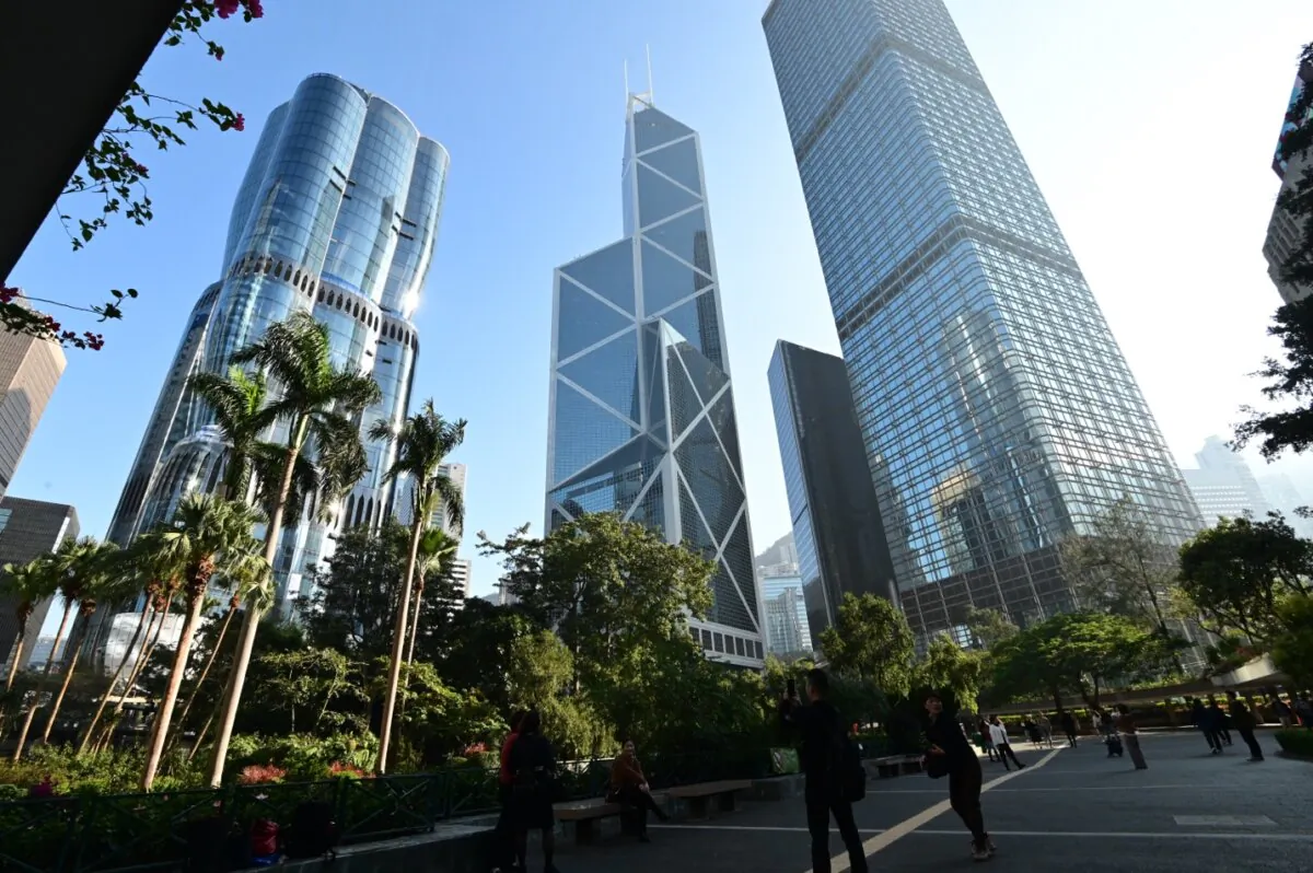 Grade A commercial buildings in Central, including The Henderson, Bank of China, and Cheung Kong Centre, in Hong Kong in this undated photo. (Bill Cox/The Epoch Times)
