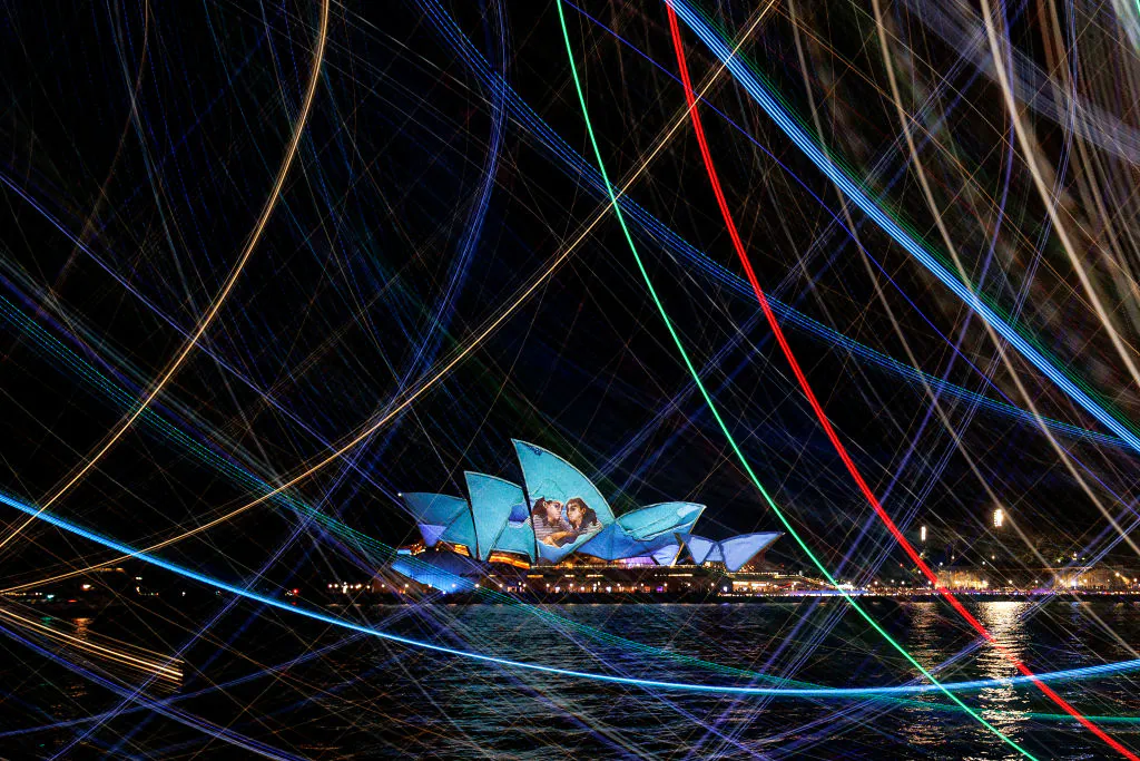 Lighting of the Sails: Echo by Julia Gutman is projected onto the Sydney Opera House during Vivid Sydney 2024 in Sydney, Australia, on May 30, 2024. (Photo by Brendon Thorne/Getty Images)