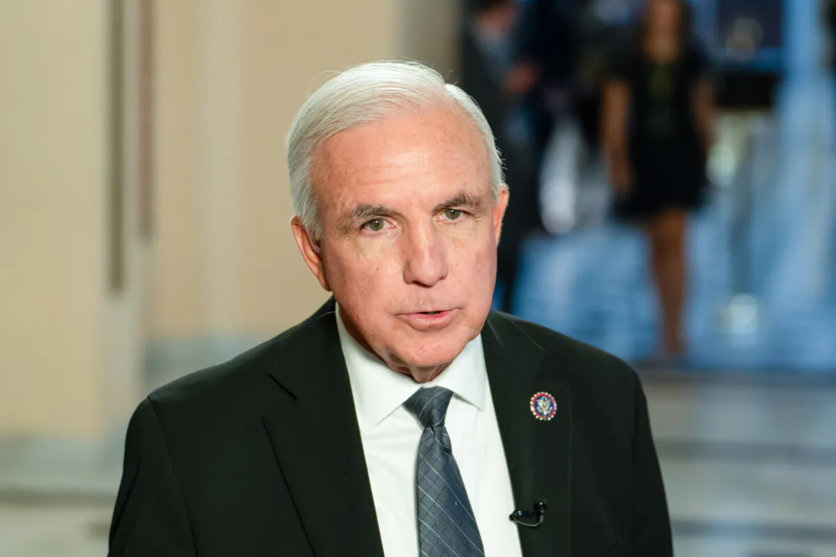 Rep. Carlos Giménez (R-Fla.) speaks with reporters in Washington on Oct. 17, 2023. (Madalina Vasiliu/The Epoch Times)