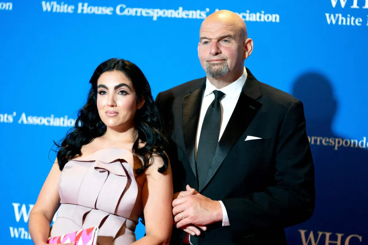 Sen. John Fetterman and his wife Gisele Barreto Fetterman arrive for the White House Correspondents' Association dinner at the Washington Hilton in Washington on April 29, 2023. (Stefani Reynolds/AFP via Getty Images)