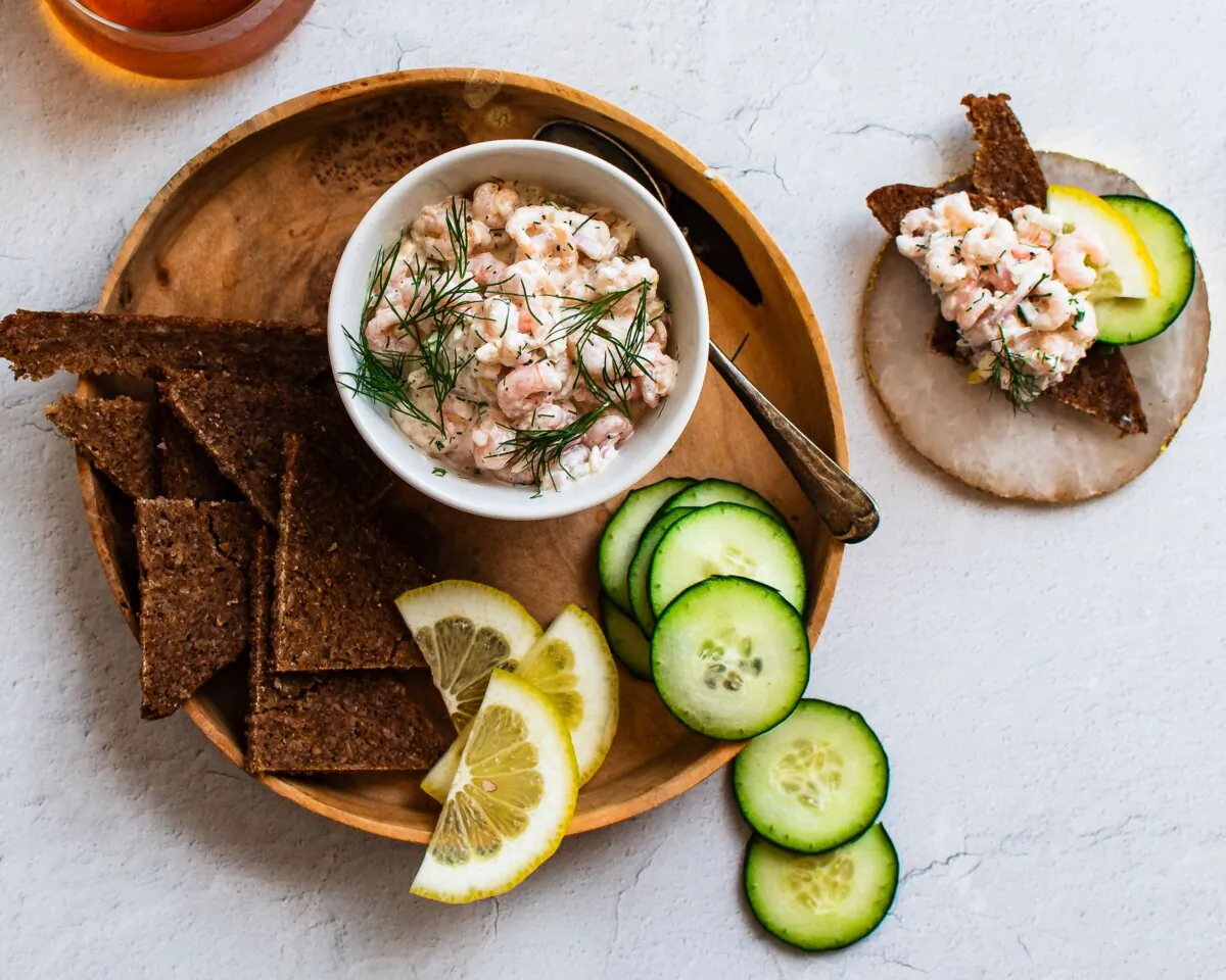 Midsummer is a celebration of the sun, the harvest, and good food—like this creamy shrimp salad, a Swedish staple for the holiday. (Jennifer McGruther)