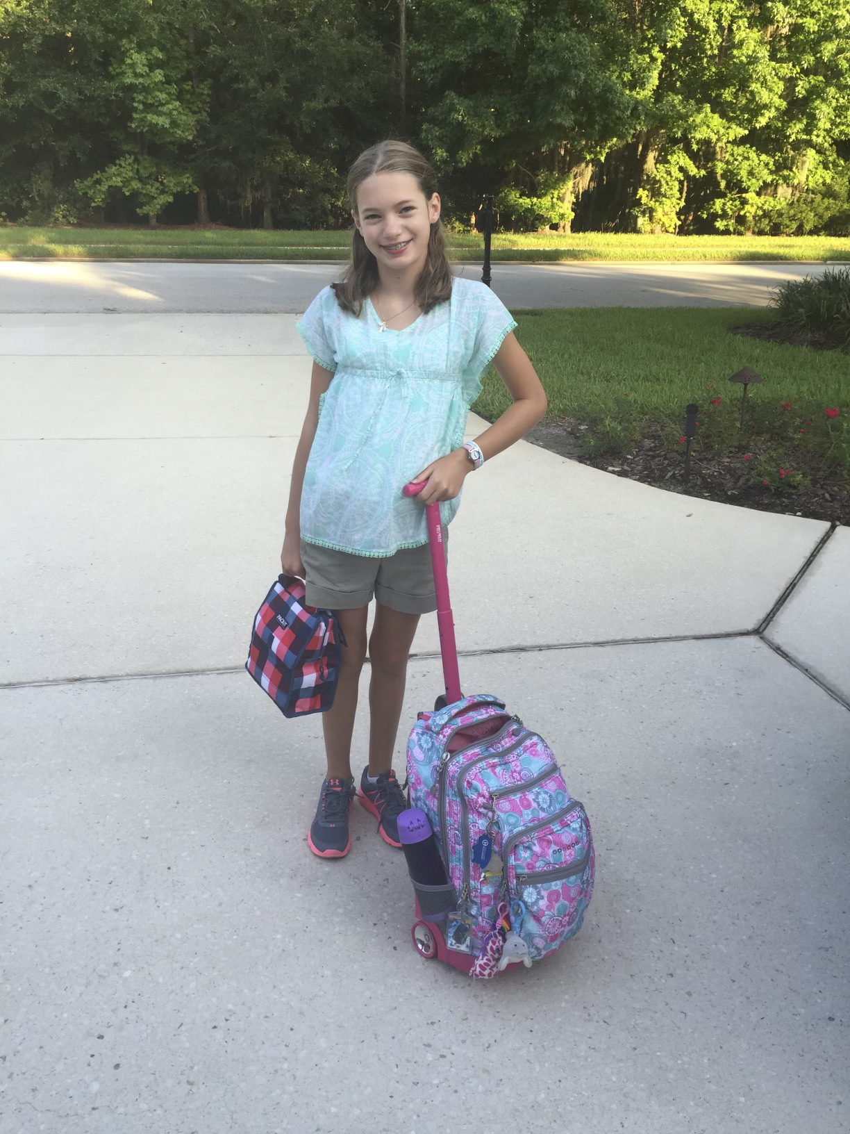Ms. Lauffer on her first day of homeschooling.